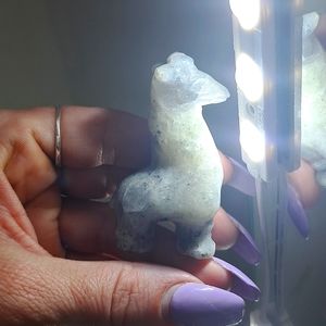 Flashy!! Labradorite Crystal Alpaca or Llama Carving!